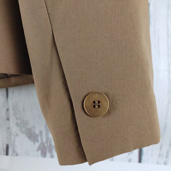 AK Anne Klein Size 12P Desert Tan 3 Button Lined 2pc Pants Suit W/Pockets 34x29 - Picture 5 of 16